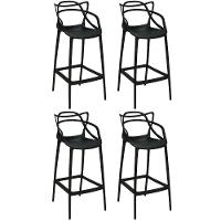 Kit 4 Banquetas Allegra Com Encosto Design Cozinha/bancada - Preto - 1