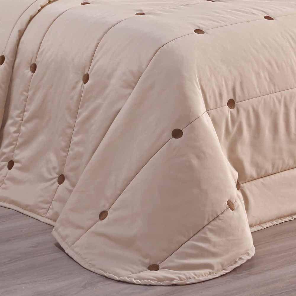 Kit Cobre Leito Colcha Queen Button 200 Fios Bordado 7 Peças - Avelã - 4