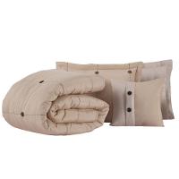 Kit Cobre Leito Colcha Queen Button 200 Fios Bordado 7 Peças - Avelã - 1