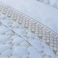 Kit Cobre Leito Colcha Garland Super King 100% Algodão 400 Fios Acetinado Bordado 5 Peças - Branco - 2