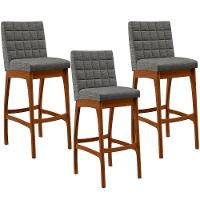 Kit 03 Banquetas Altas Para Cozinha B04 Cinza Escuro - 1