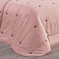 Kit Cobre Leito Colcha Queen Button 200 Fios Bordado 7 Peças - Rosê - 2