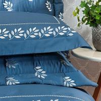 Jogo Cama Lençol Garland Casal Bordado 100% Algodão Acetinado 400 Fios 4 Peças - Azul Marinho - 2