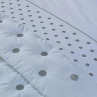 Kit Cobre Leito Colcha Super King 100% Algodão 400 Fios Acetinado Bordado 5 Peças Branco E Cinza - 3