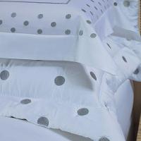 Kit Cobre Leito Colcha Super King 100% Algodão 400 Fios Acetinado Bordado 5 Peças Branco E Cinza - 6