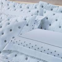 Kit Cobre Leito Colcha Super King 100% Algodão 400 Fios Acetinado Bordado 5 Peças Branco E Cinza - 7