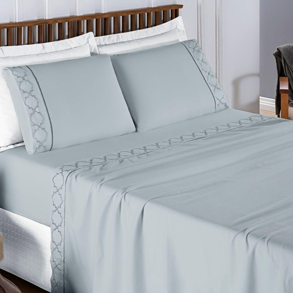 Jogo Cama Lençol Santoro King Micropercal 300 Fios 4 Peças - Cinza - 4