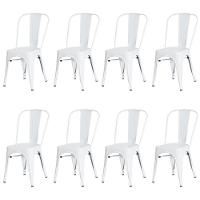 Kit 8 Cadeiras Tolix Iron Branca Aço Industrial Bar - 1