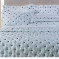 Kit Cobre Leito Colcha Queen 100% Algodão 400 Fios Acetinado Bordado 5 Peças Branco E Cinza - 9