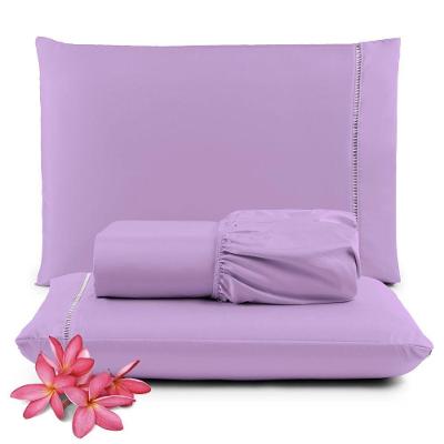 Jogo Cama Lençol Unique Queen 400 Fios Ponto Palito 3 Peças - Lilás