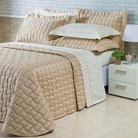 Kit Cobre Leito Colcha Garland Super King 100% Algodão 400 Fios Acetinado Bordado 5 Peças - Bege - 7