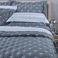 Kit Cobre Leito Colcha Super King 100% Algodão 400 Fios Acetinado Bordado 5 Peças Cinza Escuro - 3