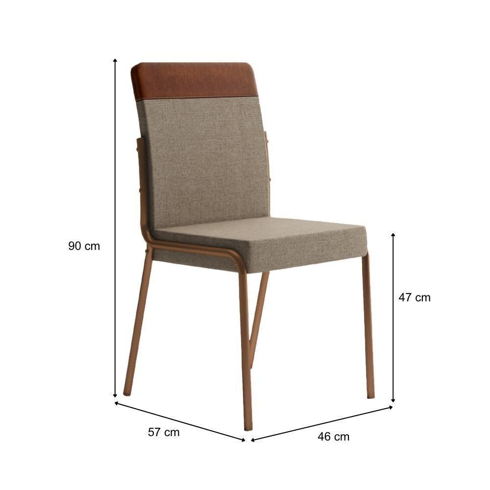 Conjunto Sala De Jantar Déli 4 Cadeiras Carraro Areia/rose/nogal - 6