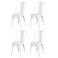 Kit 4 Cadeiras Tolix Iron Branca Aço Industrial Bar - 1