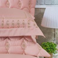 Jogo Cama Lençol Garland Casal Bordado 100% Algodão Acetinado 400 Fios 4 Peças - Rosê E Fendi - 2