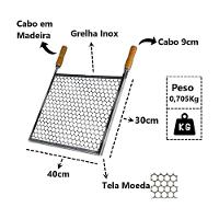 Grelha Retangular Inox Tela Moeda Para Churrasqueira 40x30cm - 2