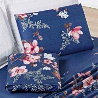 Jogo Cama Lençol Celi Solteiro Micropercal 200 Fios 3 Peças - Azul Marinho Floral - 3
