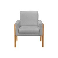 Kit 2 Poltronas Sala De Espera Pés Em Madeira Santorini Linho Cinza - Cinza - 3