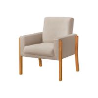 Kit 2 Poltronas Sala De Espera Pés Em Madeira Santorini Veludo Bege - Bege - 7