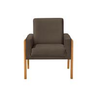 Kit 4 Poltronas Sala De Espera Pés Em Madeira Santorini Veludo Marrom - Marrom - 2