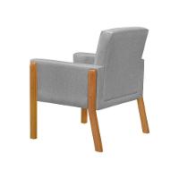 Kit 4 Poltronas Sala De Espera Pés Em Madeira Santorini Linho Cinza - Cinza - 10