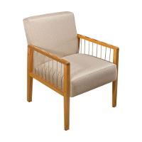 Kit 2 Poltronas Decorativas Base Em Madeira Maciça E Corda Náutica Copacabana Linho Bege - Bege