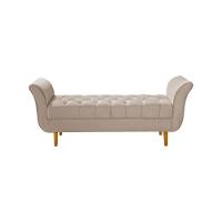 Recamier Pés Palito Em Madeira Marajó 1,30m Capitonê Veludo Bege - Bege - 6