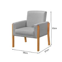 Kit 3 Poltronas Sala De Espera Pés Em Madeira Santorini Linho Cinza - Cinza - 3