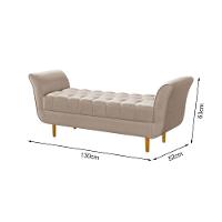 Recamier Pés Palito Em Madeira Marajó 1,30m Capitonê Linho Bege - Bege - 2