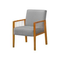 Poltrona Decorativa Base Em Madeira Maciça E Corda Náutica Copacabana Linho Cinza - Cinza - 10