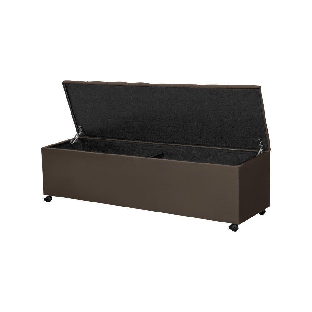 Recamier Baú Com Rodízios Cancun 1,83m Veludo Marrom - Marrom - 5