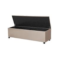 Recamier Baú Com Rodízios Cancun 1,30m Veludo Bege - Bege - 6