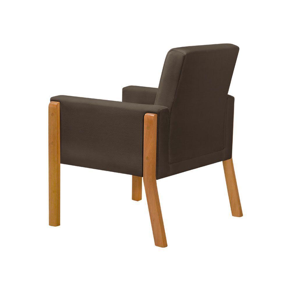 Kit 2 Poltronas Sala De Espera Pés Em Madeira Santorini Veludo Marrom - Marrom - 5