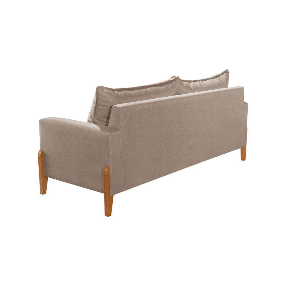 Sofá Living Base Em Madeira Maciça 4 Lugares 2,10m Búzios Linho Bege - Bege - 2