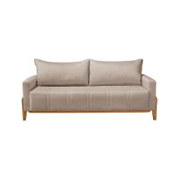 Sofá Living Base Em Madeira Maciça 4 Lugares 2,10m Búzios Linho Bege - Bege - 3