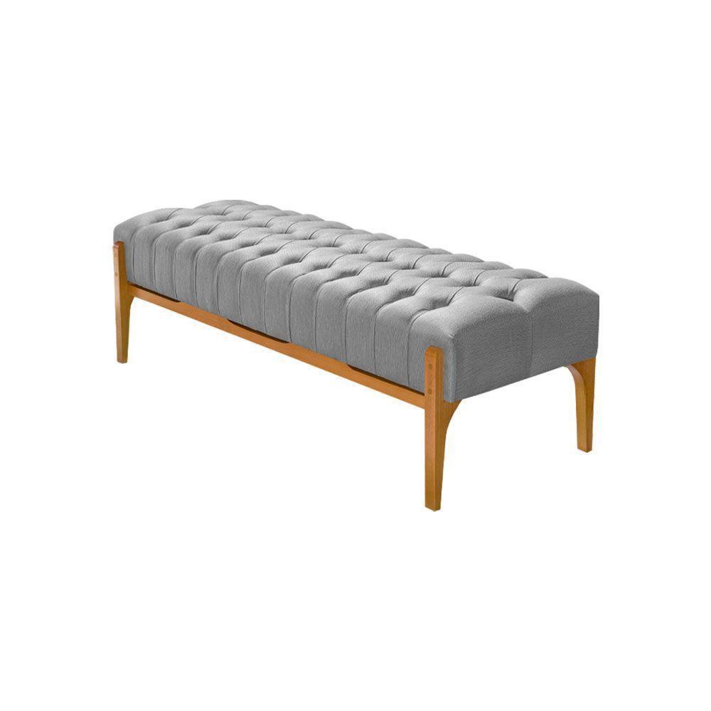 Recamier Base Em Madeira Puerto 1,83m Capitonê Linho Cinza - Cinza - 2
