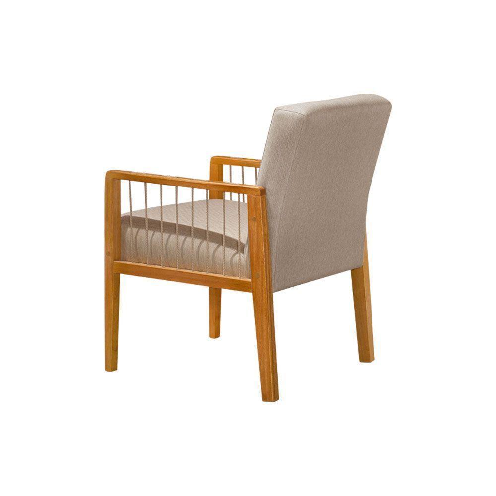 Kit 4 Poltronas Decorativa Base Em Madeira Maciça E Corda Náutica Copacabana Linho Bege - Bege - 2