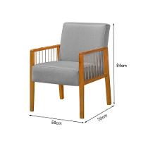 Kit 3 Poltronas Decorativa Base Em Madeira Maciça E Corda Náutica Copacabana Linho Cinza - Cinza