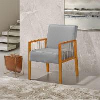 Kit 3 Poltronas Decorativa Base Em Madeira Maciça E Corda Náutica Copacabana Linho Cinza - Cinza - 5