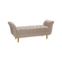 Recamier Pés Palito Em Madeira Marajó 1,50m Capitonê Veludo Bege - Bege - 2