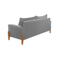 Sofá Living Base Em Madeira Maciça 4 Lugares 2,10m Búzios Linho Cinza - Cinza - 2