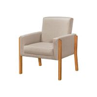 Poltrona Sala De Espera Pés Em Madeira Santorini Linho Bege - Bege - 3