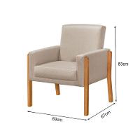 Kit 3 Poltronas Sala De Espera Pés Em Madeira Santorini Linho Bege - Bege - 6