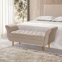 Recamier Pés Palito Em Madeira Marajó 1,83m Capitonê Veludo Bege - Bege - 1