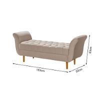 Recamier Pés Palito Em Madeira Marajó 1,83m Capitonê Veludo Bege - Bege - 3