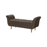 Recamier Pés Palito Em Madeira Marajó 1,30m Capitonê Veludo Marrom - Marrom