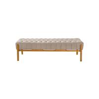 Recamier Base Em Madeira Puerto 1,83m Capitonê Veludo Bege - Bege