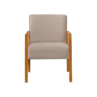 Poltrona Decorativa Base Em Madeira Maciça E Corda Náutica Copacabana Veludo Bege - Bege - 10