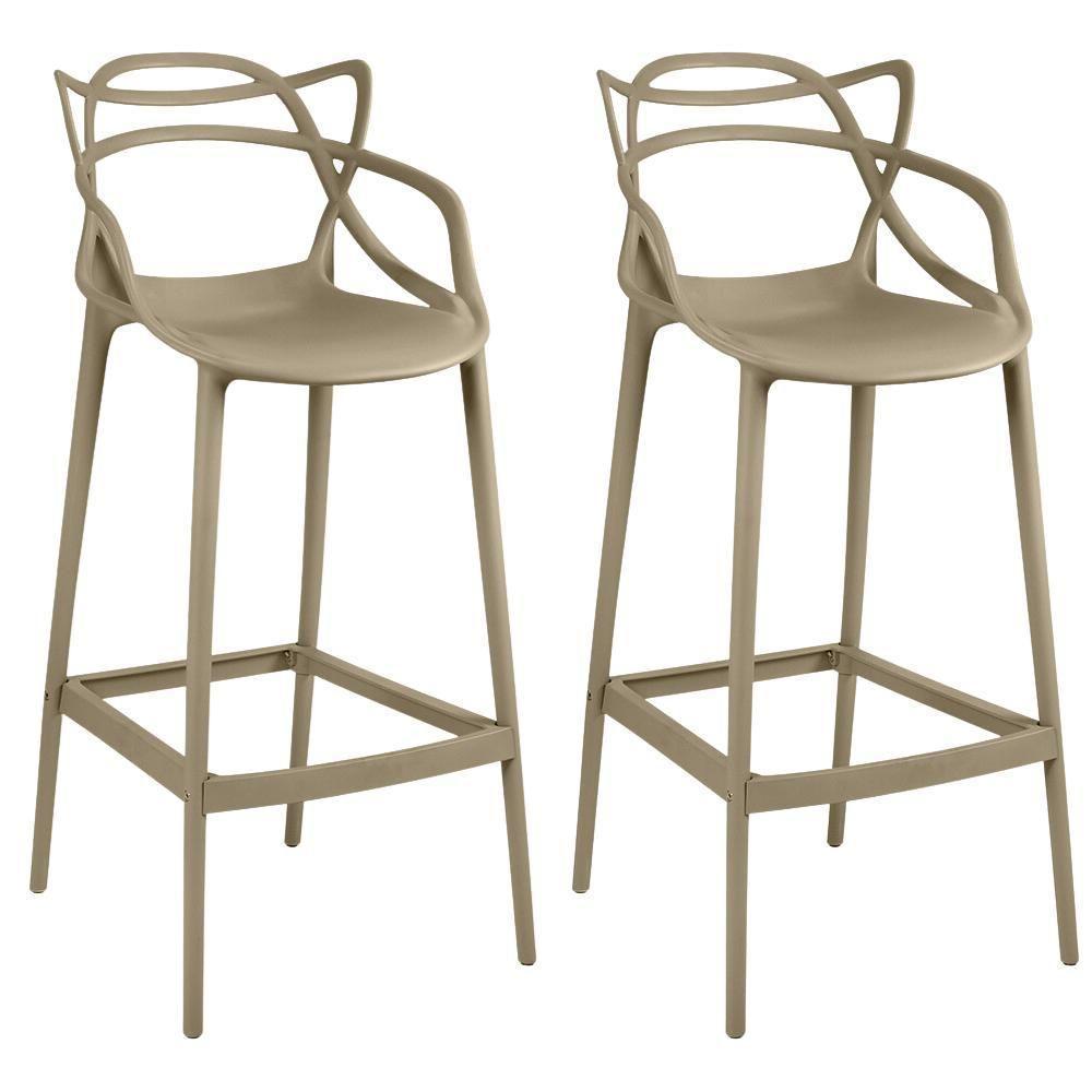 Kit 2 Banquetas Allegra Com Encosto Design Cozinha/bancada - Nude - 1