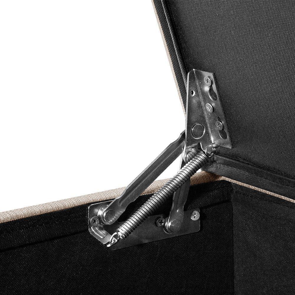 Recamier Baú Com Rodízios Cancun 1,30m Linho Bege - Bege - 2